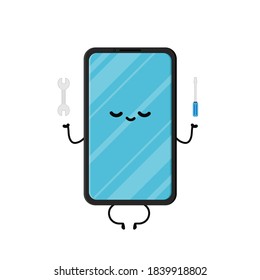 Smart phone character design. Smart phone vector. Smart phone on white background.
