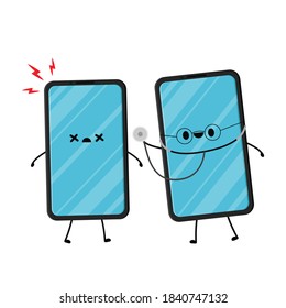 Smart phone character design. Smart phone vector. Smart phone on white background.