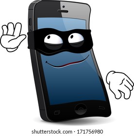 Smart phone character. The series of the cute electronic characters in vector. The elements (body, face, hands, shadow) are in the separate layers.