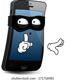 Smart phone character. The series of the cute electronic characters in vector. The elements (body, face, hands, shadow) are in the separate layers.