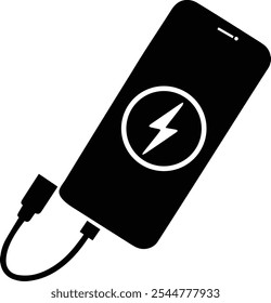 Smart phone charger cable vector on white background.