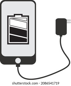 diseño de ilustrador vectorial de icono del cargador de teléfono inteligente aislado en fondo azul. Utilizado en aplicaciones web y móviles. EPS 10