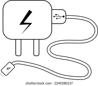 Smart phone charger vector, mobile phone charger,2023