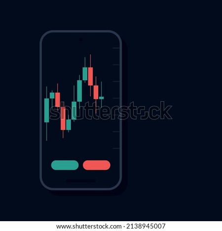 Smart phone with a chart of candles for trading
