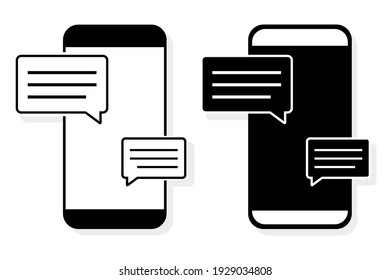 Smart phone chatting sms messages. Bubble chat notifications sign. Illustration vector