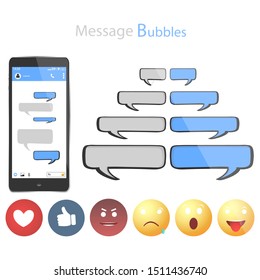 Smart Phone chatting sms template bubbles. Place your own text to the message clouds