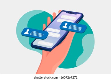 Smart Phone chatting sms template bubbles. Place your own text to the message clouds. Compose dialogues using samples bubbles! Eps 10 format