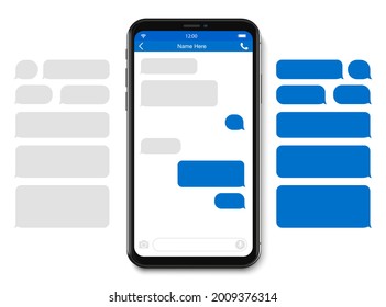 Smart Phone chatting sms template bubbles. Place your own text to the message clouds. Compose dialogues using samples bubbles.
