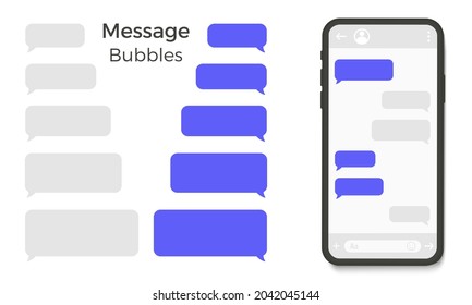 Smart Phone chatting sms template bubbles. Place your own text to the message clouds. Compose dialogues using samples bubbles. Vector illustration.