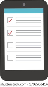 Smart phone with check app. Vector illustration.