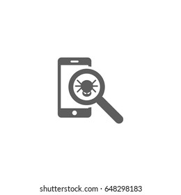 Smart phone checking with magnifying glass icon in trendy flat style isolated on white background. Symbol for your web site design, logo, app, UI. Vector illustration, EPS