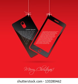 Smart Phone For Christmas - Vector Illustration