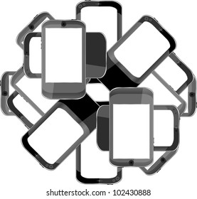 Smart phone cloud app icon set background. Vector illustration