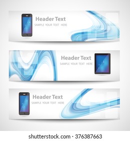 Smart phone collection colorful presentation website headers vector
