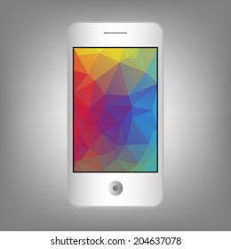 smart phone with color wallpaper isolated / realistic 