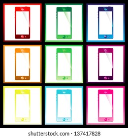 smart phone colored with colored devices 