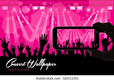 Smart phone with concert scene - Illustration