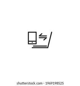 Plantilla de diseño de ilusión de icono de Smart Phone Connect Computer con estilo de esquema