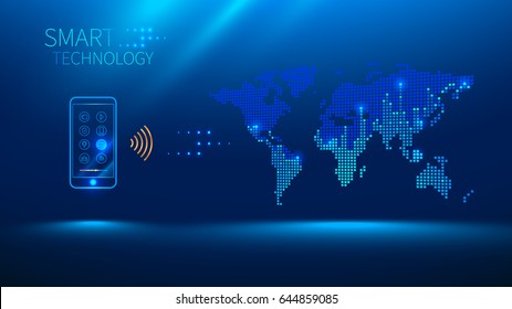 Smart phone to connect with the world. Smart phone sends and receives information from the cloud