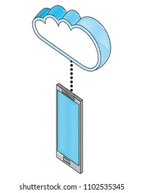 smart phone connected cloud storage data isometric image
