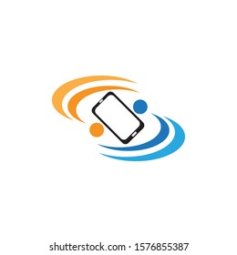 Smart phone connectivity icon logo design template