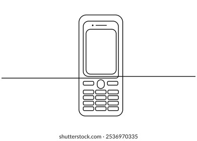 Smart phone continuous line drawing of isolate outline simple vector icon