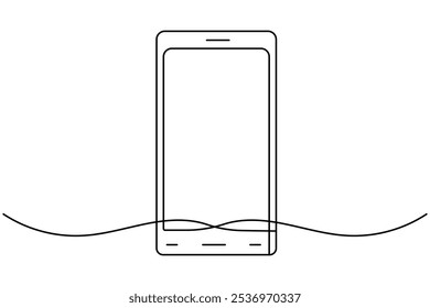 Dibujo de línea continua de teléfono inteligente de icono de Vector simple de contorno aislado