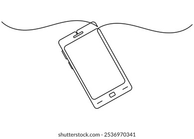 Smartphone kontinuierliche Linienzeichnung von isolierten Umriss einfaches Vektorsymbol