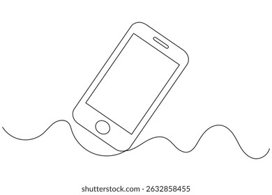 Smart phone continuous one line drawing minimalist outline vector