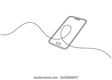Smart phone continuous one line drawing minimalist outline vector