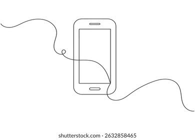 Vector de contorno minimalista de dibujo continuo de una línea de teléfono inteligente