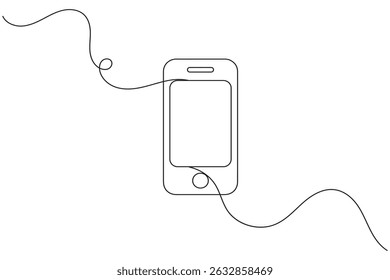 Vetor de contorno minimalista de desenho contínuo de uma linha de telefone inteligente