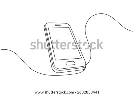 Smart phone continuous one line drawing minimalist outline vector