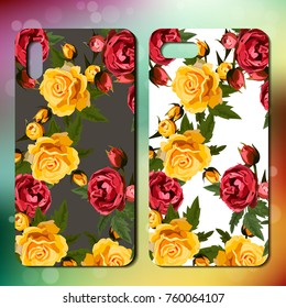 smart phone cover or case with roses. Rose template for phone