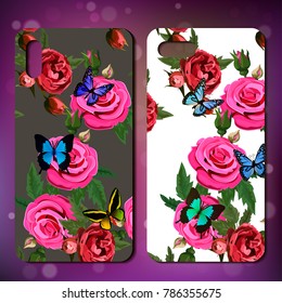 smart phone cover or case with roses. Rose template for phone