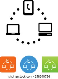 Smart phone, CPU and laptop computer network icon