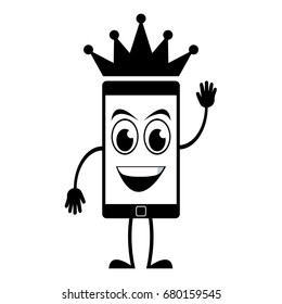 smart phone crown icon vector illustration