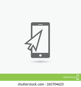 Smart phone and cursor arrow - vector illustration