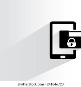 smart phone data security on white background, flat and shadow theme