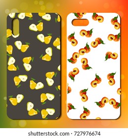 Smart phone design with juicy pear and peach, Fresh collection. Organic casual collection. Best choice for phone cover