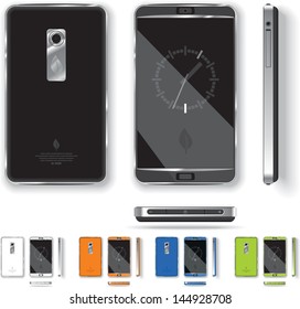 Smart Phone Design - Vector illustration of a touch-screen smart phone. 5 color choices, generic elegant, glossy design.