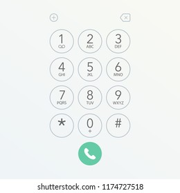 Smart Phone Dial Keypad Screen Vector Stock Illustration.