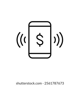 Smart phone with dollar sign on it and wi-fi symbol. Mobile payment, online banking, RFID and wireless technologies. Pixel perfect vector icon