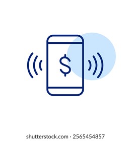 Smart phone with dollar sign on it and wi-fi symbol. Mobile payment, online banking, RFID and wireless technologies. Pixel perfect, editable stroke icon