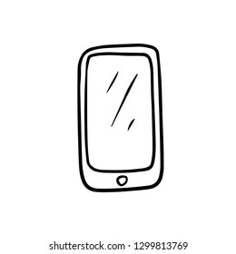 Smart phone doodle icon. Hand drawn sketch in vector