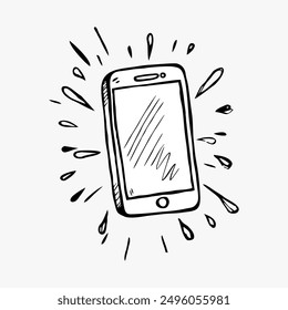 Icono de doodle de teléfono inteligente. Dibujado a mano boceto en Vector