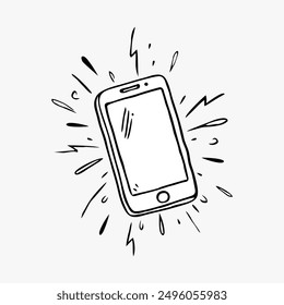 Doodle-Symbol für Smartphones. Handgezeichnete Skizze in Vektorgrafik