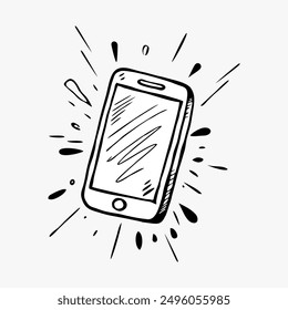 Smart phone doodle icon. Hand drawn sketch in vector