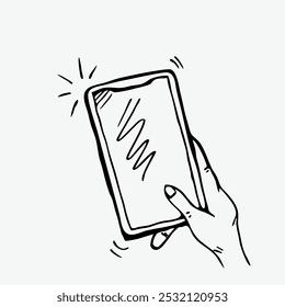 Smart phone doodle icon. Hand drawn sketch in vector