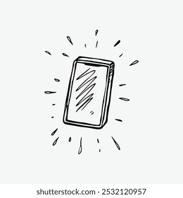 Smart phone doodle icon. Hand drawn sketch in vector